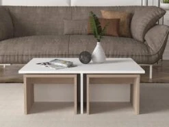 Tables Basses Gigognes - Blanc Et Naturel - LUDOVA