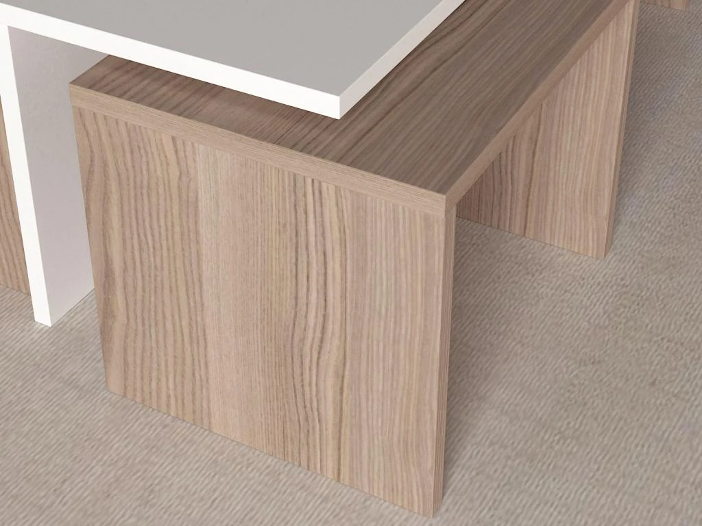 Tables Basses Gigognes - Blanc Et Naturel - LUDOVA 5 Tables Basses Gigognes - Blanc Et Naturel - LUDOVA – Image 5