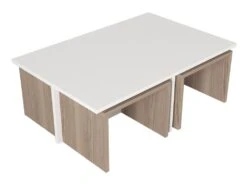 Tables Basses Gigognes - Blanc Et Naturel - LUDOVA 13 Tables Basses Gigognes - Blanc Et Naturel - LUDOVA -Deco.fr Soldes Boutique table basse 13081051