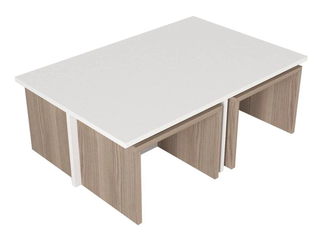 Tables Basses Gigognes - Blanc Et Naturel - LUDOVA 6 Tables Basses Gigognes - Blanc Et Naturel - LUDOVA – Image 6