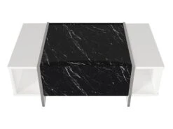 Table Basse Avec 1 Porte Et 2 Niches - Effet Marbre Noir, Blanc Et Chromé - CADEBA 13 Table Basse Avec 1 Porte Et 2 Niches - Effet Marbre Noir, Blanc Et Chromé - CADEBA -Deco.fr Soldes Boutique table basse 13099687