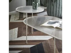 Nix - Table Basse En Verre Strié Et Métal - Couleur - Blanc -Deco.fr Soldes Boutique table basse 13304279