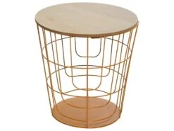 Table à Café En Métal Moutarde Et Plateau En Bois H 38 Cm