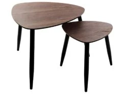 Lot De 2 Tables à Café Gigognes En Bois Foncé