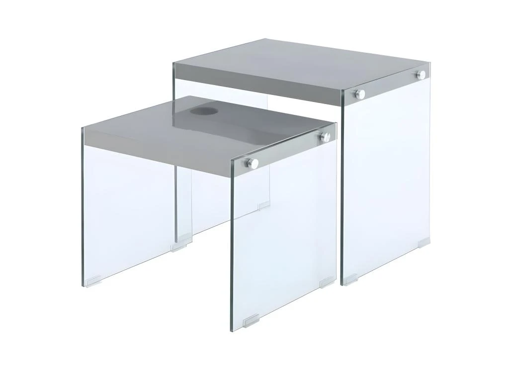 Lot De 2 Tables D'Appoint "Elementary" 46cm Gris 1 Lot De 2 Tables D'Appoint "Elementary" 46cm Gris