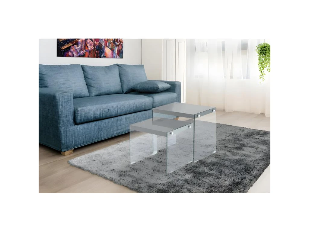 Lot De 2 Tables D'Appoint "Elementary" 46cm Gris 3 Lot De 2 Tables D'Appoint "Elementary" 46cm Gris – Image 3