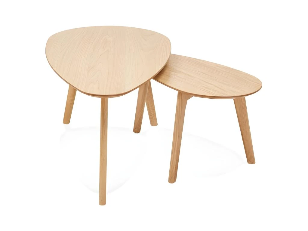 Lot De 2 Tables Gigognes "Gilda" 100cm Naturel 3 Lot De 2 Tables Gigognes "Gilda" 100cm Naturel – Image 3