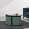 Table Basse + 2 Poufs En Tissu - Naturel Et Vert - ADAR -Deco.fr Soldes Boutique table basse 14273085