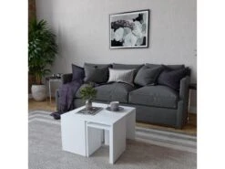 Set Table D'appoint Sena Design 100% Panneau De Particules Plaqué Mélaminé En Couleur Blanc, 60x36,8x60 -Deco.fr Soldes Boutique table basse 14280167