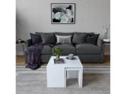 Set Table D'appoint Sena Design 100% Panneau De Particules Plaqué Mélaminé En Couleur Blanc, 60x36,8x60 -Deco.fr Soldes Boutique table basse 14280169