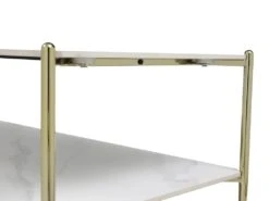 Table Basse Double Plateau En Céramique Et Métal - Effet Marbre Blanc Et Doré - MADOLA -Deco.fr Soldes Boutique table basse 14289891