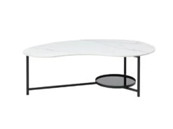 Table Basse Avec 1 étagère - Céramique, Verre Et Métal - Effet Marbre Blanc Et Noir - MURIENA -Deco.fr Soldes Boutique table basse 14289975