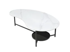 Table Basse Avec 1 étagère - Céramique, Verre Et Métal - Effet Marbre Blanc Et Noir - MURIENA -Deco.fr Soldes Boutique table basse 14289979