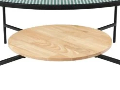 Table Basse Avec 1 étagère - Verre, Bois D'hévéa Et Métal - Naturel Et Noir - MUNITA -Deco.fr Soldes Boutique table basse 14290003