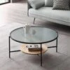 Table Basse Avec 1 étagère - Verre, Bois D'hévéa Et Métal - Naturel Et Noir - MUNITA -Deco.fr Soldes Boutique table basse 14290005