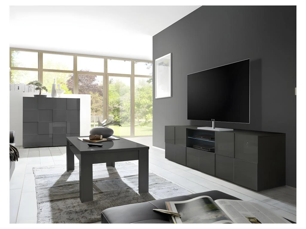 Table Basse Laqué Gris Brillant - TICATO 2 Table Basse Laqué Gris Brillant - TICATO – Image 2