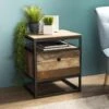 Table D'appoint Tiroir Teck Recyclé Acacia Acajou Métal Noir L47 -Deco.fr Soldes Boutique table basse 14640643