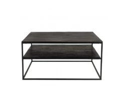 JONAS - Table Basse Double Plateau 80x80cm Aluminium Noir Pieds Métal -Deco.fr Soldes Boutique table basse 14655521