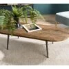ALIDA - Table Basse Marron Ovale Teck Recyclé Pieds Métal