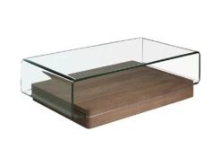 Table Basse Courbée En Verre Et Bois 2004 ANGEL CERDA