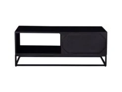 Table Basse Avec 1 Tiroir Et 1 Niche En Bois D'acacia Et Métal - Naturel Foncé Et Noir - ALYONA -Deco.fr Soldes Boutique table basse 16581727