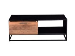 Table Basse Avec 1 Tiroir Et 1 Niche En Bois D'acacia Et Métal - Naturel Foncé Et Noir - ALYONA -Deco.fr Soldes Boutique table basse 16581753
