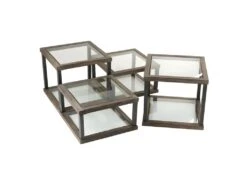 Set De 4 Tables Basses Carrées Bois/Verre - LOKEREN
