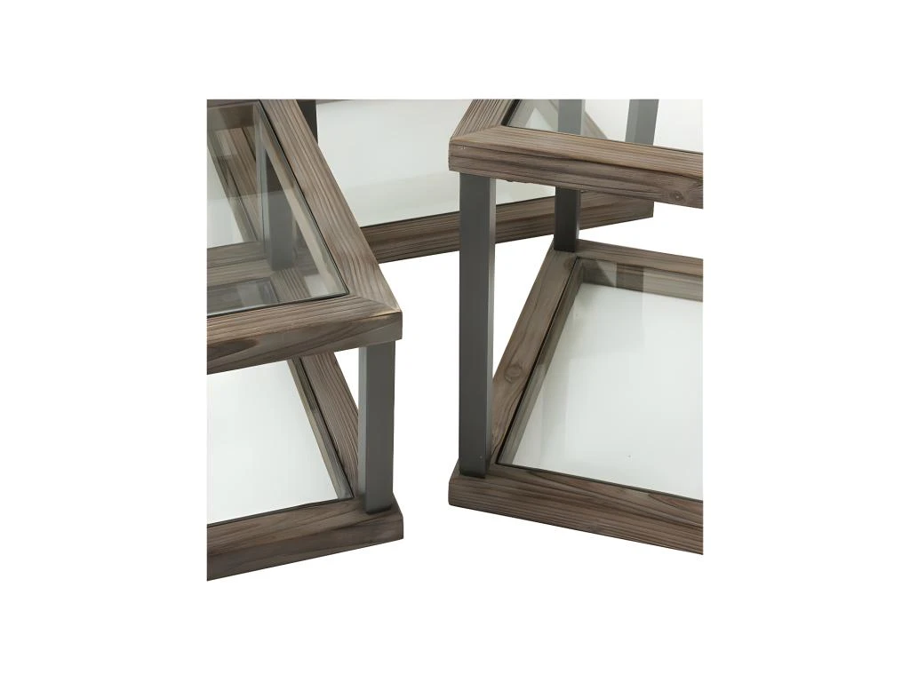 Set De 4 Tables Basses Carrées Bois/Verre - LOKEREN 5 Set De 4 Tables Basses Carrées Bois/Verre - LOKEREN – Image 5