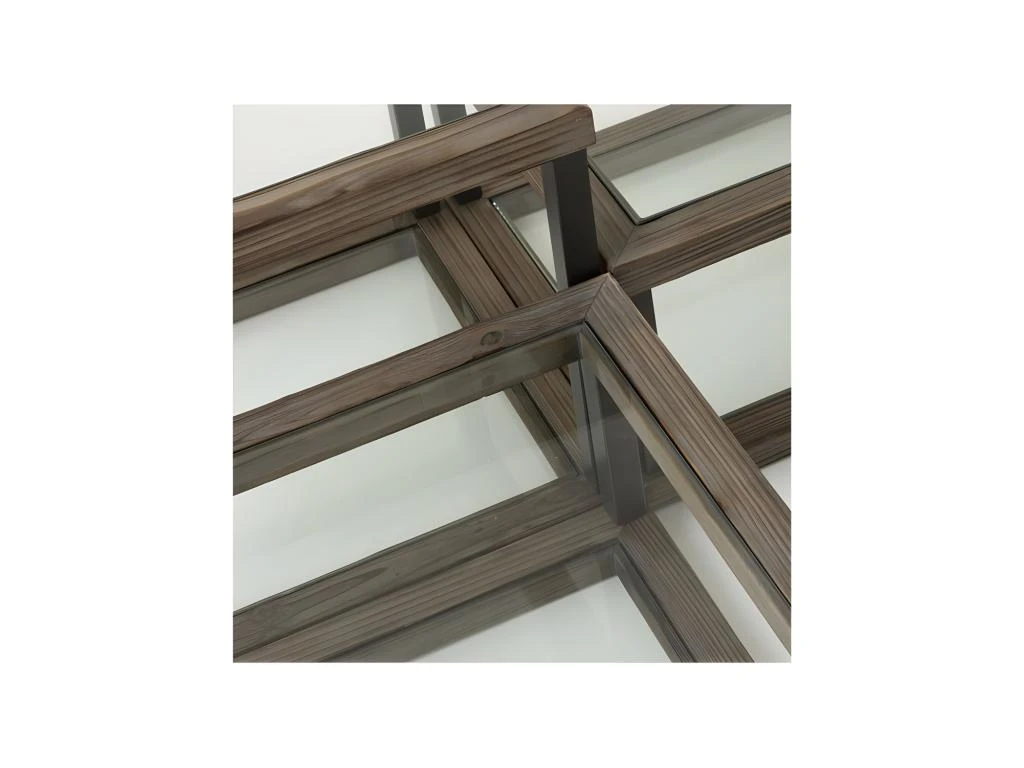 Set De 4 Tables Basses Carrées Bois/Verre - LOKEREN 6 Set De 4 Tables Basses Carrées Bois/Verre - LOKEREN – Image 6