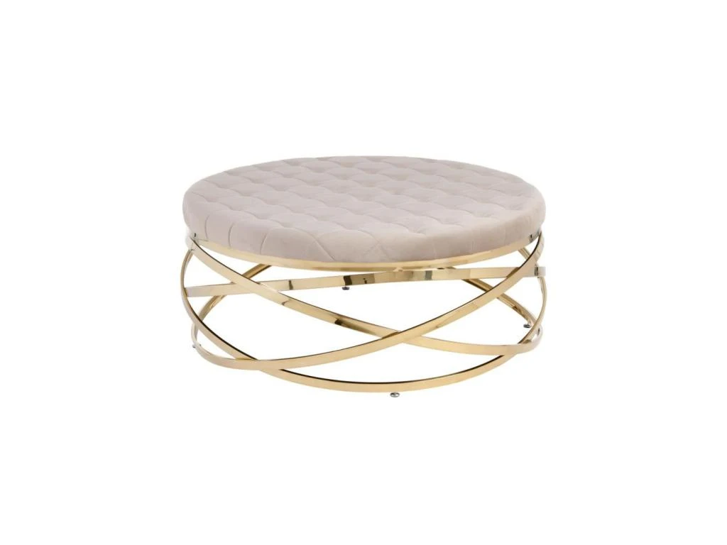 Table Basse Ronde Métal Doré/Taupe - MADIE 1 Table Basse Ronde Métal Doré/Taupe - MADIE