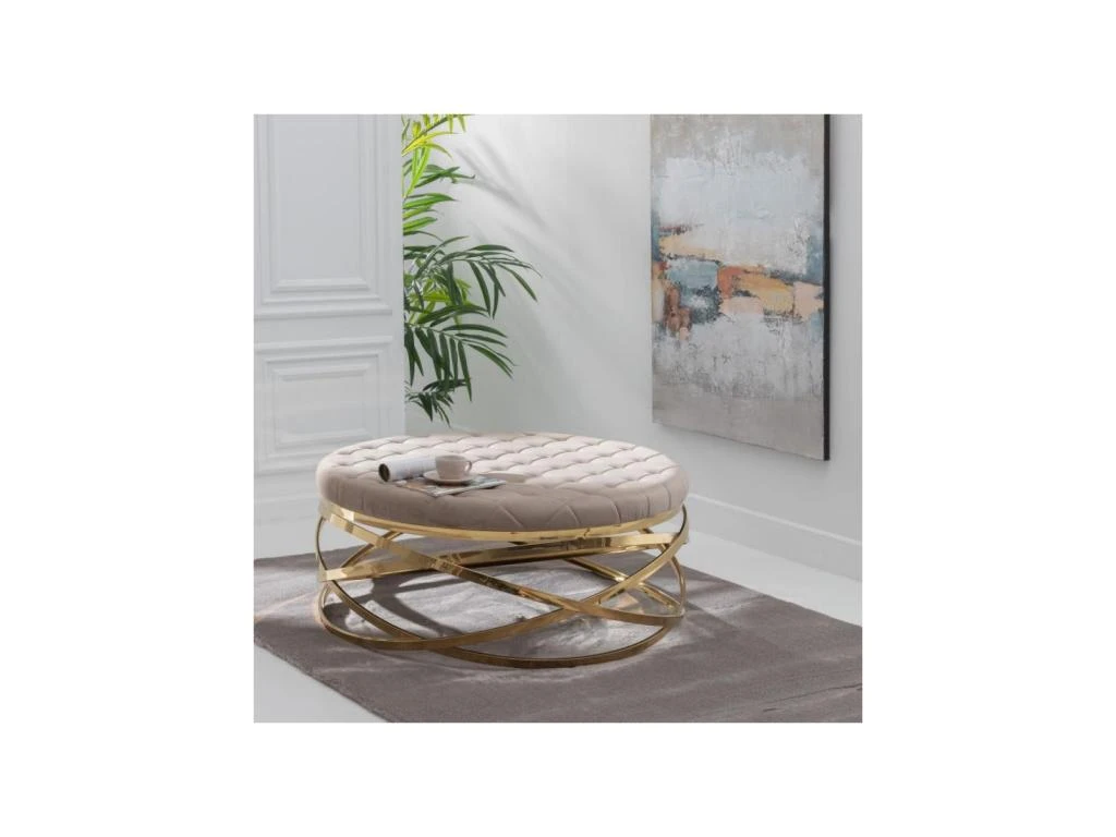 Table Basse Ronde Métal Doré/Taupe - MADIE 2 Table Basse Ronde Métal Doré/Taupe - MADIE – Image 2