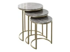 Lot De 3 Tables D'Appoint Design "Tria" 65cm Gris