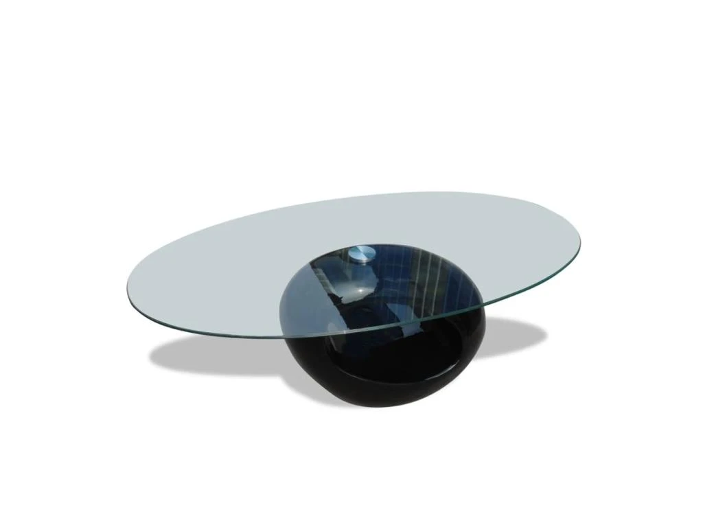 Table Basse Avec Dessus De Table En Verre Ovale Noir Brillant 2 Table Basse Avec Dessus De Table En Verre Ovale Noir Brillant – Image 2