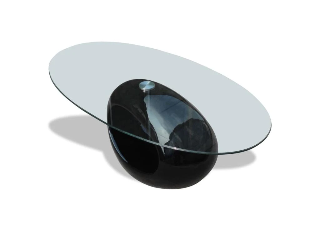 Table Basse Avec Dessus De Table En Verre Ovale Noir Brillant 3 Table Basse Avec Dessus De Table En Verre Ovale Noir Brillant – Image 3