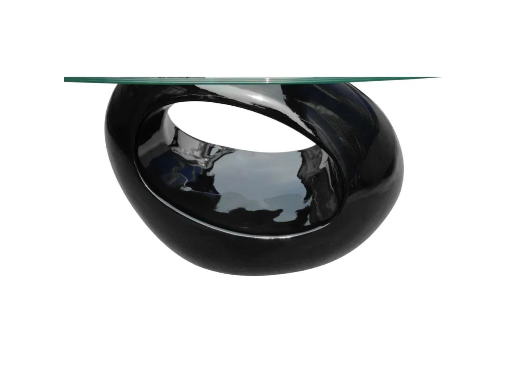Table Basse Avec Dessus De Table En Verre Ovale Noir Brillant 4 Table Basse Avec Dessus De Table En Verre Ovale Noir Brillant – Image 4