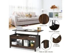 Table Basse Avec Plateau Relevable Et Espace De Rangement Caché, 109 X 47,5 X 50 Cm -Deco.fr Soldes Boutique table basse 18802865