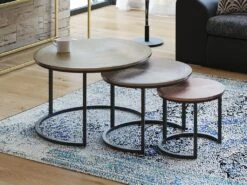 Tables Basses Gigognes CANDEUR - Motifs Sculptés - Acier - Coloris : Doré, Argent, Cuivre -Deco.fr Soldes Boutique table basse 19134141