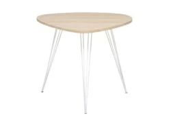 Table D'appoint En Bois Et Pieds En Métal Blanc 69 X 54 X H 60 Cm