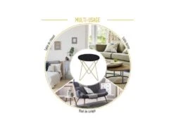 Table Basse Ronde CAMILLE Noire Et Dorée -Deco.fr Soldes Boutique table basse 19185945