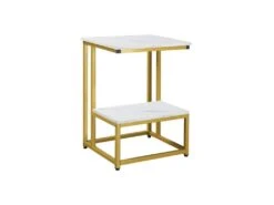 Bout De Canapé Guéridon AUGUSTUS Blanc Et Doré