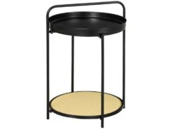 Table Bout De Canapé FIRMIN Noir Et Cannage