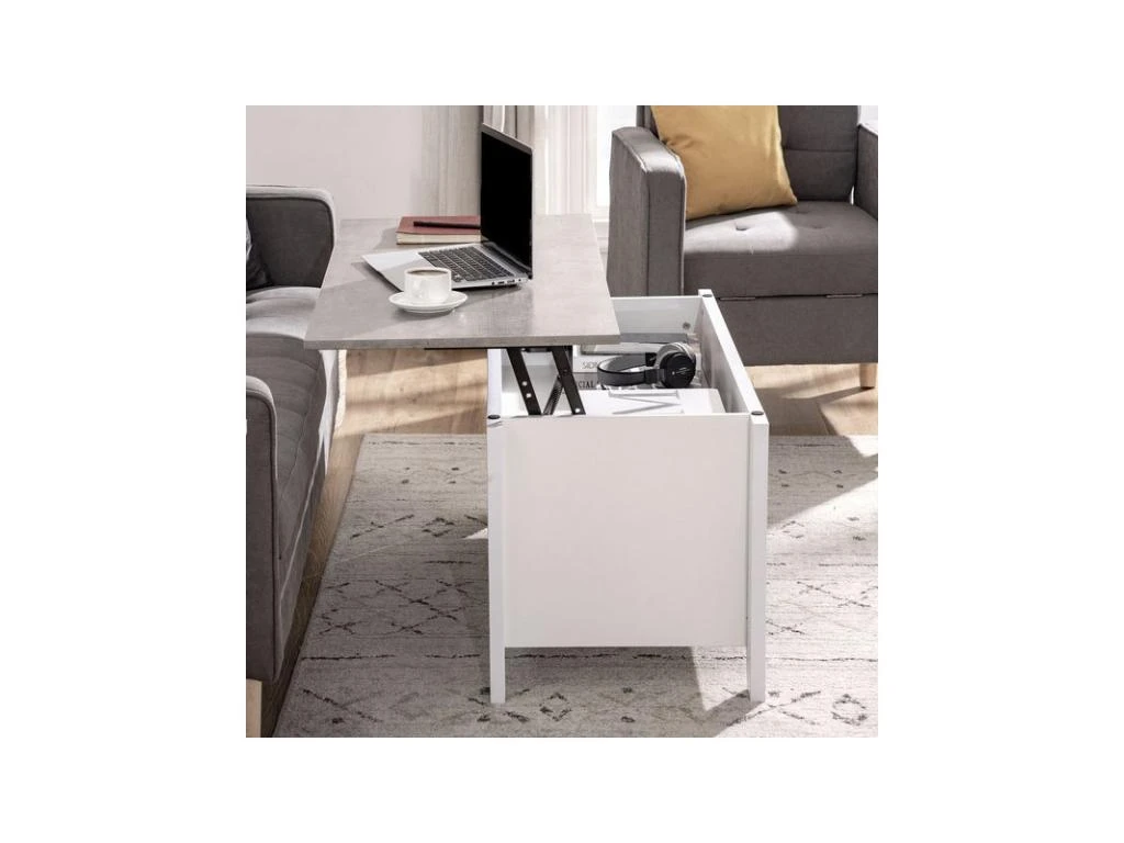 Table Basse Relevable ULYSSE Blanc Et Aspect Marbre 4 Table Basse Relevable ULYSSE Blanc Et Aspect Marbre – Image 4