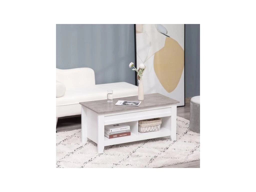 Table Basse Relevable ULYSSE Blanc Et Aspect Marbre 5 Table Basse Relevable ULYSSE Blanc Et Aspect Marbre – Image 5