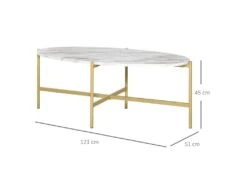 Table Basse Ovale MICHAL Marbre Et Dorée -Deco.fr Soldes Boutique table basse 19186845