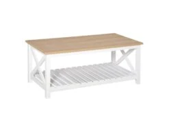 Table Basse Rectangulaire BIARRITZ Chêne Clair Et Blanc