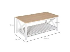 Table Basse Rectangulaire BIARRITZ Chêne Clair Et Blanc -Deco.fr Soldes Boutique table basse 19186891
