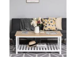 Table Basse Rectangulaire BIARRITZ Chêne Clair Et Blanc -Deco.fr Soldes Boutique table basse 19186895