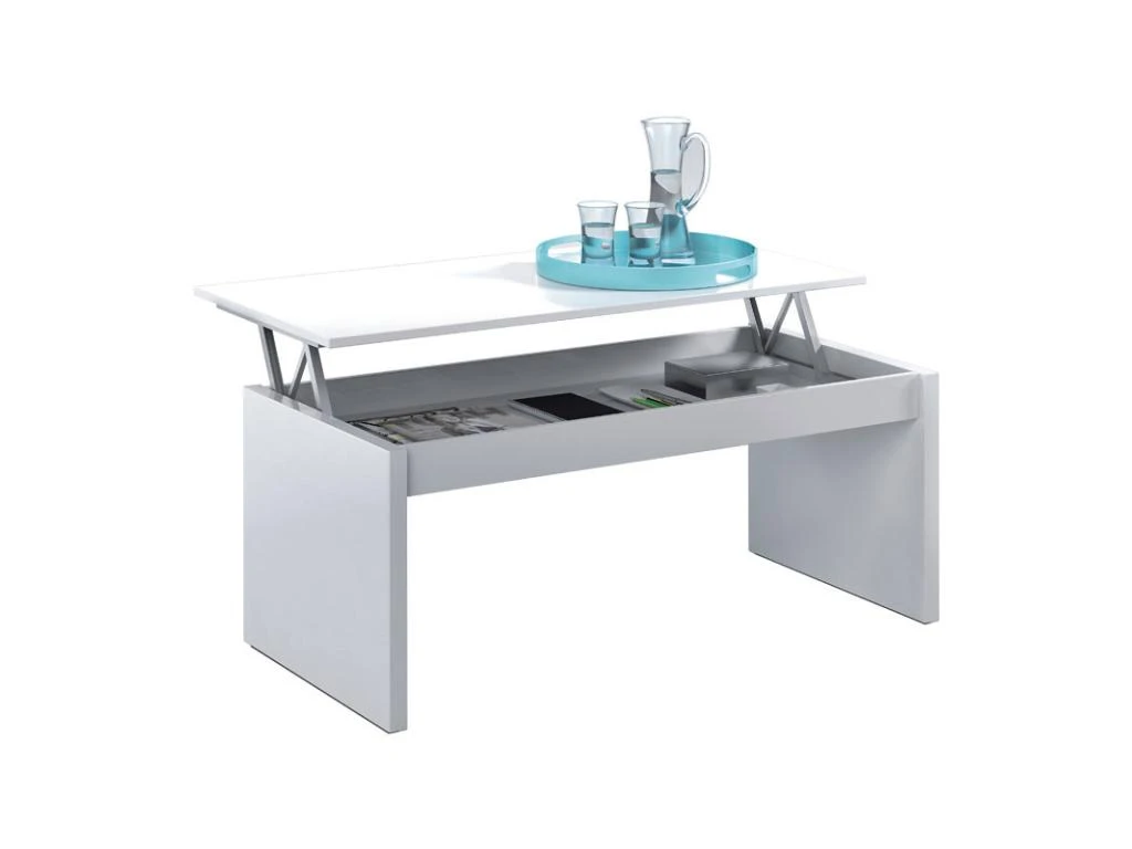Table Basse Relevable Blanc - GIO - L 102 X L 50 X H 43/54 Cm 2 Table Basse Relevable Blanc - GIO - L 102 X L 50 X H 43/54 Cm – Image 2