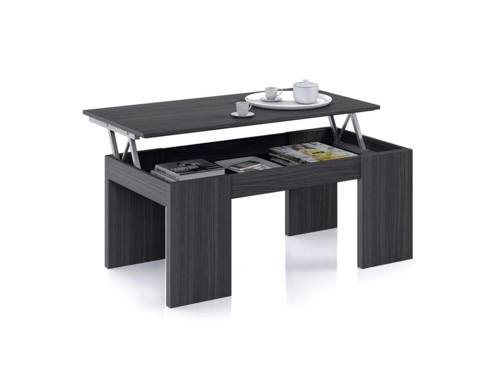 Table Basse Relevable Gris - ANNA - L 100 X L 50 X H 43/54 Cm 2 Table Basse Relevable Gris - ANNA - L 100 X L 50 X H 43/54 Cm – Image 2
