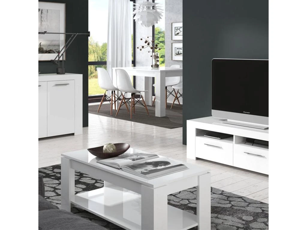 Table Basse Relevable Blanche Double Plateau - RUINUI - L 102 X L 50 X H 43/54 Cm 3 Table Basse Relevable Blanche Double Plateau - RUINUI - L 102 X L 50 X H 43/54 Cm â Image 3